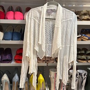 Anthropologie Cream Drape Cardigan